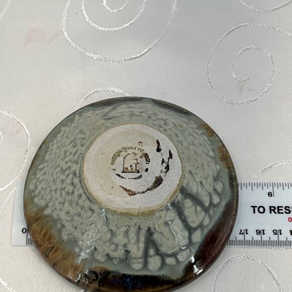 Pigeon River Pottery Red, Olive and Brow Ceramic Bowl 5" - Picture 5 of 6